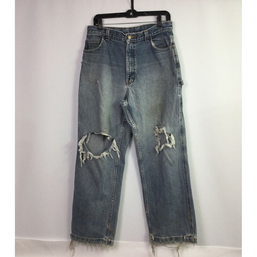 Faded Glory distressed Destroyed Carpenter Jeans grunge Womens size 16H 30x28‎